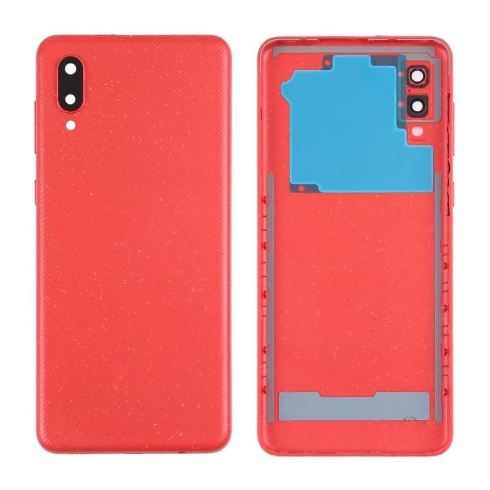 Back Glass Panel for Samsung A02 Red with Camera Lens Module and Self Adhesive Tape - EGFix Back Glass Panel for Samsung A02 Red with Camera Lens Module and Self Adhesive Tape - EGFix